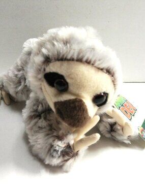 Animal Den SLOTH Stuffed Animal Gray Adventure Planet 8" Long NEW with Tag